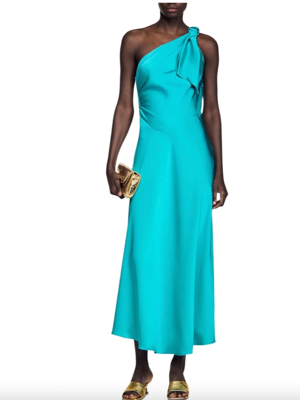 Solaya Satin Effect Maxi Dress with Bow